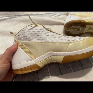 Air Jordan 15 SE, gold and white. Youth 6/ womens 7.5. Great condition.